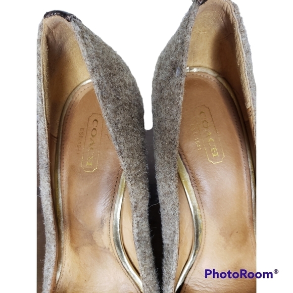 Coach Ophelia Lux Felt Taupe High Heel Pumps - Picture 6 of 13